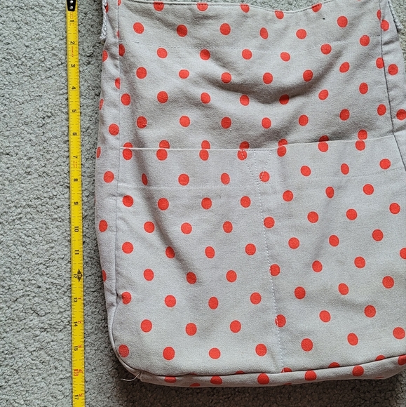 Gap crossbody tan/gray with orange polka dot large beach bag - Picture 10 of 12